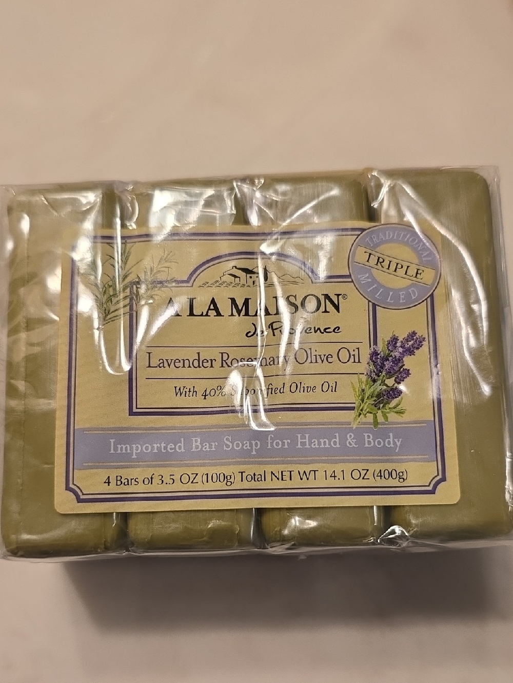 Lavender Rosemary Olive Oil Bar Soap - Green